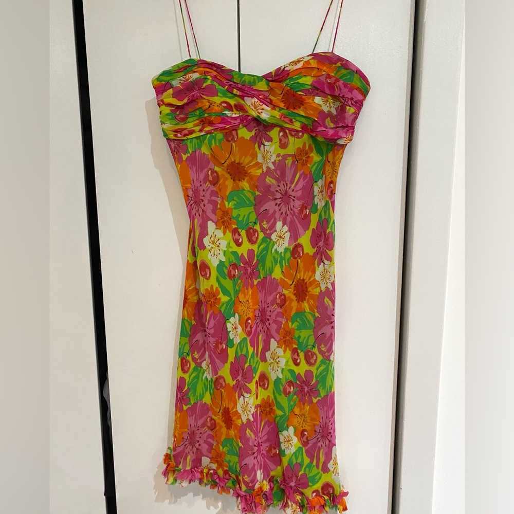 Vintage Muse 100% Silk Floral Dress Size 6
